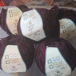 Yarn Bee Soft & Sleek Yarn 5 Skeins Oxblood NEW